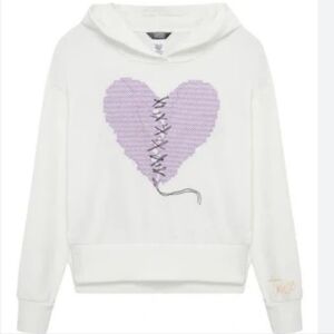 Truce Kids' Off-White Heart Embroidered Hoodie